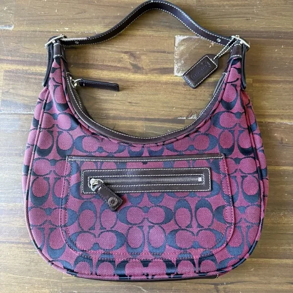 Coach Hobo Shoulder Bag Signature CC Canvas Vintage Y2K - Picture 1 of 15